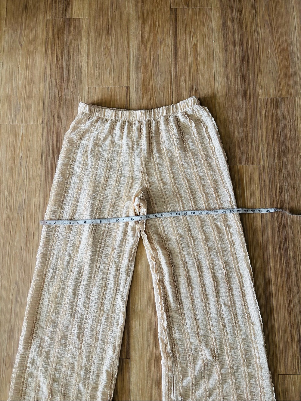 Good Luck Gem Pants Wide Leg Beige Textured Pull On Womens XL Beach Boho Resort - Picture 4 of 9